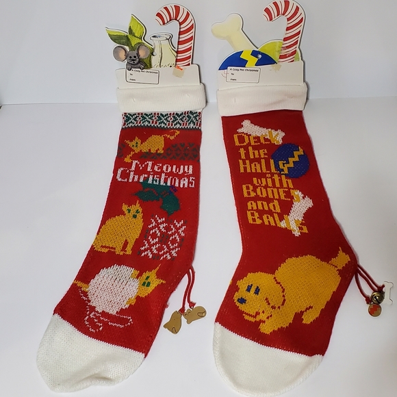Cozy Pet Set of 2 Stockings Dog and cat dou New condition - Picture 1 of 6